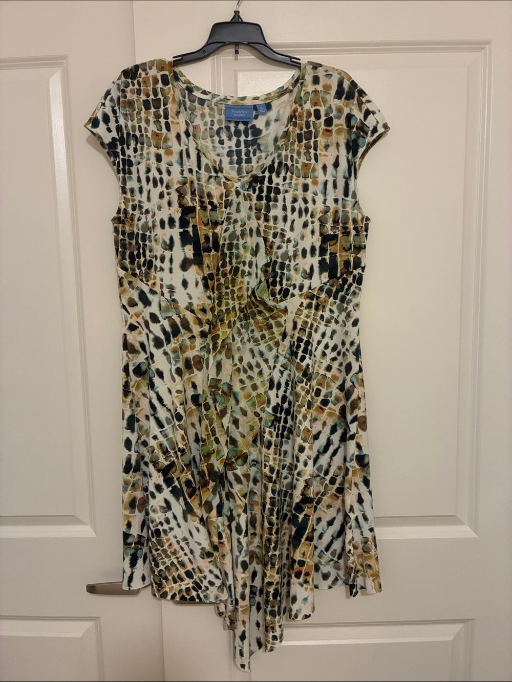 Simply Vera Vera Wang Asymmetrical Dress in Green, Brown, Black, Cream